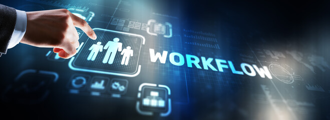 Wall Mural - workflow repeatability systematization business process. business technology internet