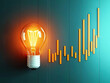 © photobuay - glowing light bulb with rising bar graph symbolizes innovation and growth