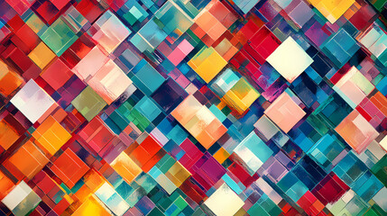 Wall Mural - colorful square mosaic abstract art background, featuring vibrant and geometric patterns for dynamic