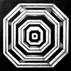 Wall Mural - radial ornament black and white 