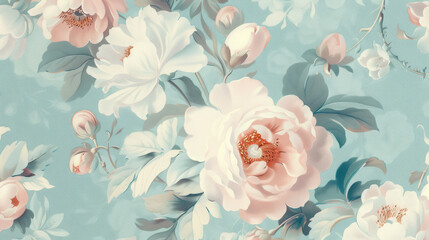  Vintage floral wallpaper with pastel colors