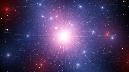 Wall Mural - futuristic glowing star dots cyber space science illustration.