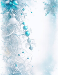 Wall Mural - blue christmas background with snowflakes - abstract blue christmas decoration background - Generative AI