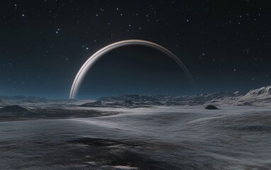 Wall Mural - Alien Planet Landscape with Rings