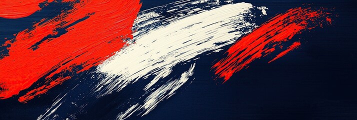Fototapete - Vibrant abstract art bold strokes in red, white, and navy blue
