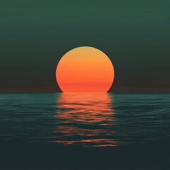 Wall Mural - vibrant sunset over calm ocean waters