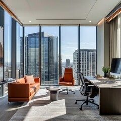 Poster - A corner office with floor-to-ceiling windows
