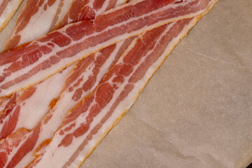 Wall Mural - fresh thinly sliced pork bacon with meat and bacon