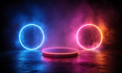 Wall Mural - A realistic modern rendering of the sun or moon's edge behind a planet's shadow, enhanced with smoke clouds and sparkling particles.