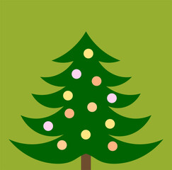 Wall Mural - christmas tree decorated with balls. vector illustration.
