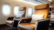 © Panupan - Luxurious First Class Airplane Cabin Interior Comfortable Leather Seats Travel