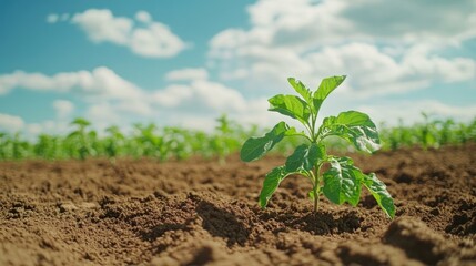 Wall Mural - Small green plant in field