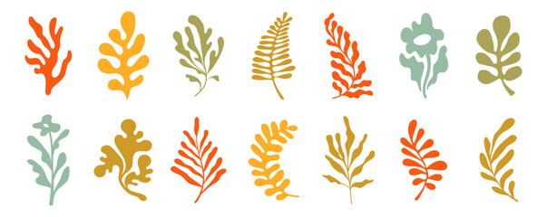 Poster - Vector simple minimal illustrations, simple wavy and groovy. hand drawn naive style, flowers and plants, floral botanic design templates, frames and modern wall art prints
