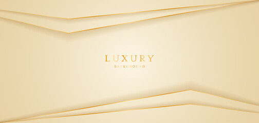 Aufkleber - Cream background with elegant golden lines, use for template or cover. Elegant premium cream background. vector illustration	