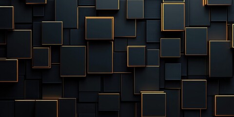 Canvas Print - Black and Gold Wall Mosaic