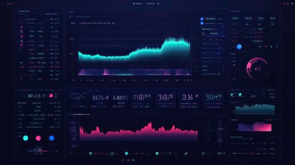 Fototapete - A digital coin market interface with scrolling prices of various cryptocurrencies.