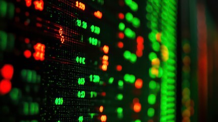 Aufkleber - Close-up of a stock ticker showing fluctuating numbers in red and green.