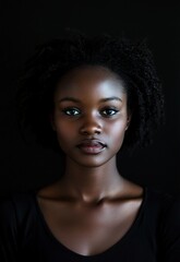 Wall Mural - a professional portrait with soft, glowing lighting highlighting the subject's face against a black 