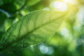 A close-up shot of a single leaf on a tree branch, showcasing its texture and veins