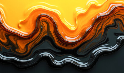Wall Mural - background black and yellow shiny waves top view