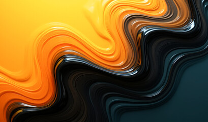 Wall Mural - background black and yellow shiny waves top view