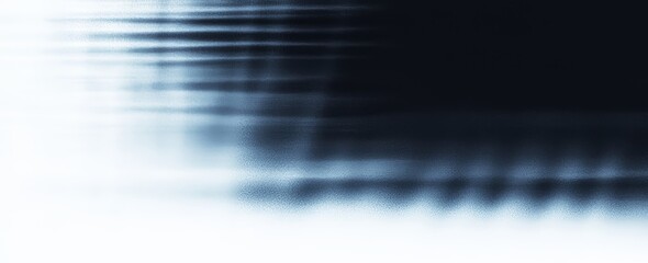 Fototapete - A glowing light header, poster, or banner backdrop with a dark, grainy background, showcasing a blurred abstract gradient in white, teal, and black.