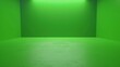© July Wonkaa - Green room with bright light, empty space.
