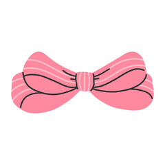 Wall Mural - Pink bow isolated on white background. Clipart bow flat illustration.