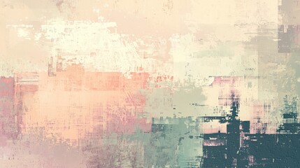 Wall Mural - A soft, muted abstract pixel collage with subtle pixelation effects, creating a calming, textured visual in pastel tones