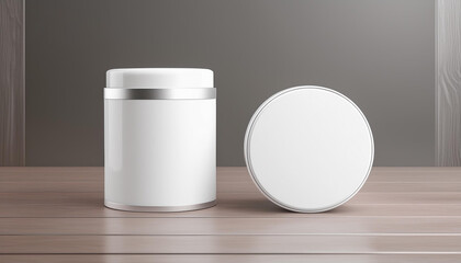 Wall Mural - Blank white cosmetic tin can mockup. Packaging design template.