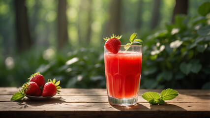 Wall Mural - Fresh Strawberry Juice in Nature