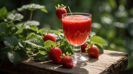 Wall Mural - Fresh Strawberry Juice in Nature