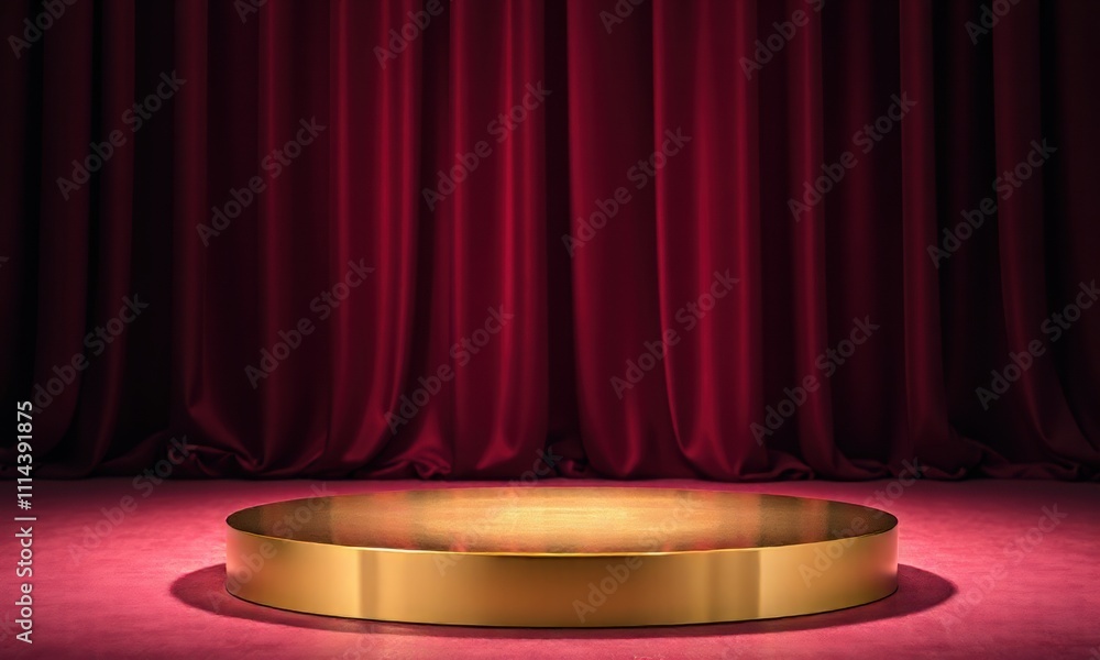 Red Velvet Stage: A dramatic, cinematic backdrop of ruby red curtains ...