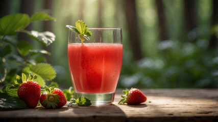 Wall Mural - Fresh Strawberry Juice in Nature