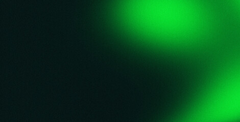 Wall Mural - green grainy color flow on a black background with noise texture effect, wide website banner header 