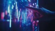 © mbah - Hand interacting with a holographic stock market data display.