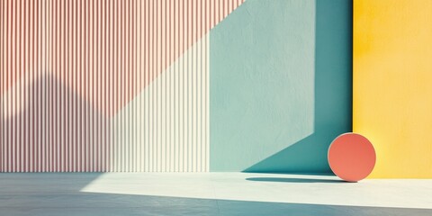 Wall Mural - A minimalist wallpaper background with geometric shapes and a simple color palette for a modern, stylish look.
