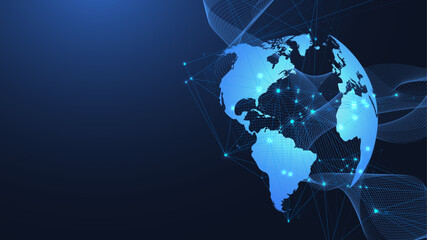 Wall Mural - global network connection concept. big data visualization. social network communication in the globa
