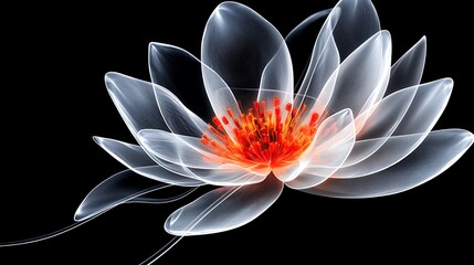 Wall Mural - Translucent Lotus Flower With Orange Center Design