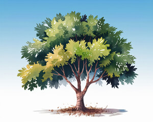 Wall Mural - lush green tree showcasing vibrant foliage under a clear blue sky during a sunny day in a serene nat
