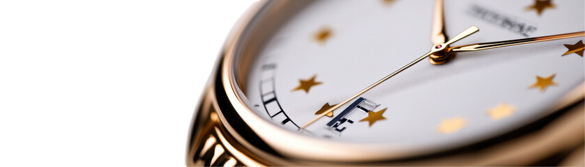 Wall Mural - Elegant wristwatch with golden stars design. transparent background