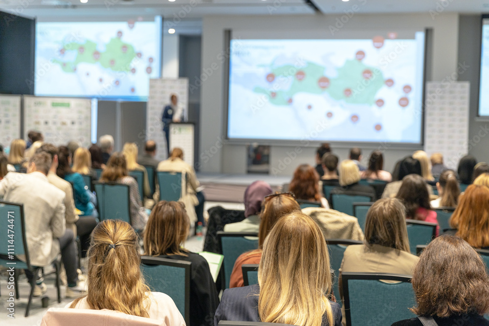 Public Reltations Conference Display Business conference and presentation or international political event ...