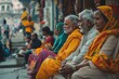 © StockUp - Elderly individuals relax, dressed in vibrant traditional clothing, exuding cultural richness.