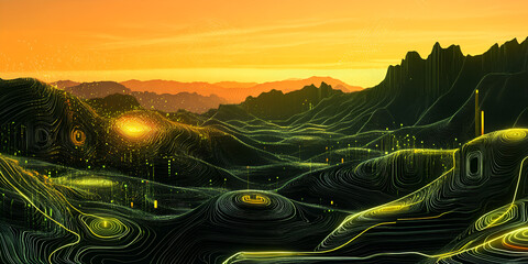 Poster - Golden Hour Alien Landscape 