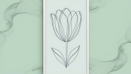 Wall Mural - set of  vertical poster  flower with smoky Line Art