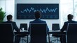 © Noppakun - Three Business Professionals Analyzing Financial Data in Modern Conference Room with Digital Display of Stock Market Trends and Graphs