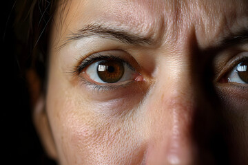 Sticker - Close up of woman face with under eye swelling