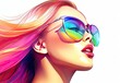 © Login - Beautiful young woman in sunglasses. Fashionable image of the model. The female image is drawn. Illustration for poster, cover, brochure, card, postcard, interior design or print.