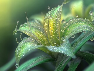 Canvas Print - water drops on a yellow leaf