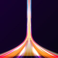 Wall Mural - panoramic high-speed technology concept with abstract light trails and glowing neon colors in blue, 